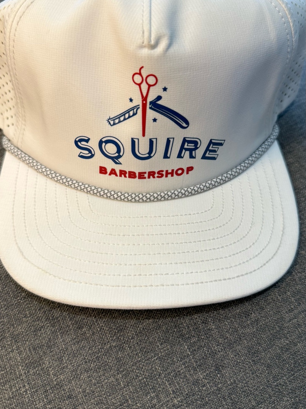 OGIO 5 Panel Rope Performance Cap Squire Barbershop White Snapback NWT